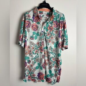 Swannies Co mens L floral golf short sleeve performance shirt